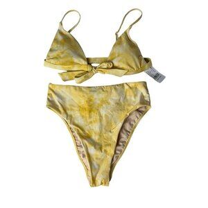 LA Hearts Yellow Tie Dye High Waist Bikini